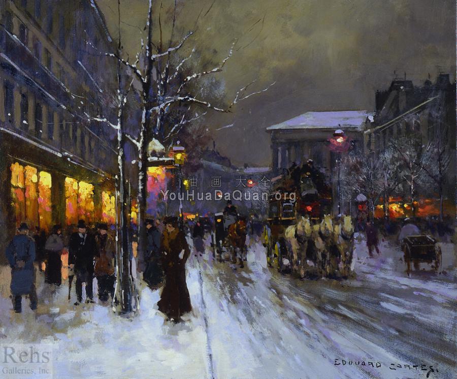 Boulevard de la Madeleine, Winter - 爱德华·科尔特斯